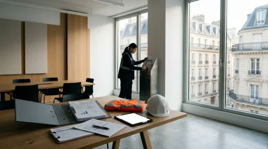 Inspection d'un registre de sécurité incendie lors du passage de la commission dans un établissement recevant du public