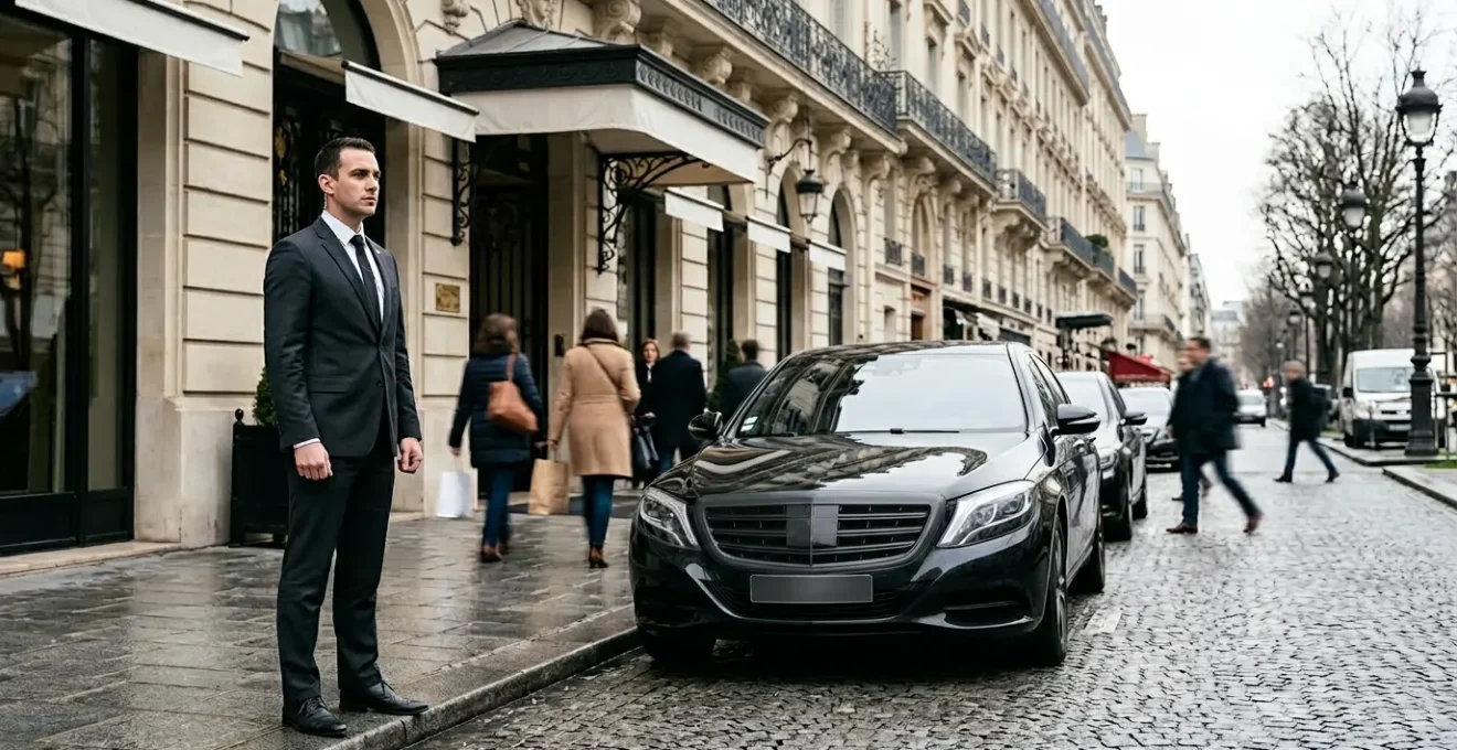 Agent de protection rapprochée accompagnant discrètement une personnalité