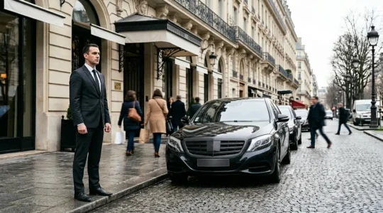 Agent de protection rapprochée accompagnant discrètement une personnalité