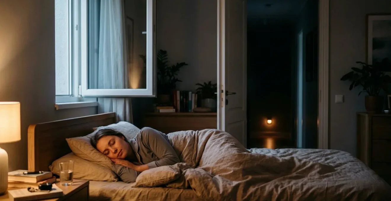 Vue nocturne d'une maison avec zones d'alarme partiellement activées